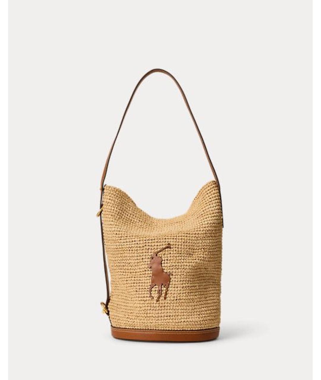 POLO RALPH LAUREN Бежевая пелетеная сумка через плечо, фото 5