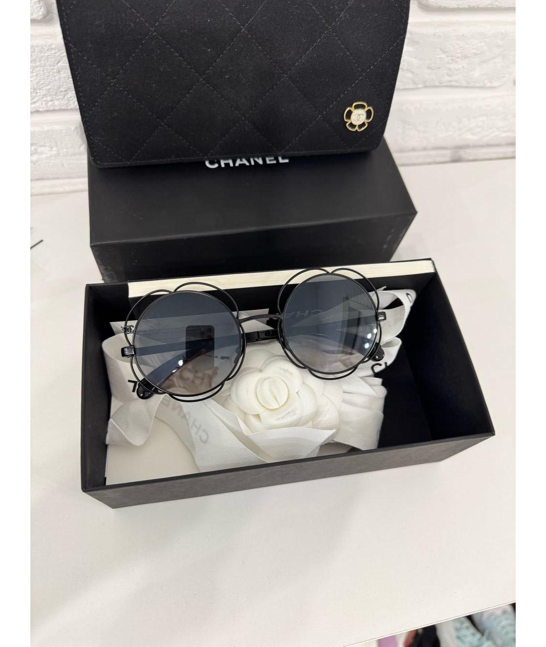 CHANEL Черные металлические солнцезащитные очки, фото 2
