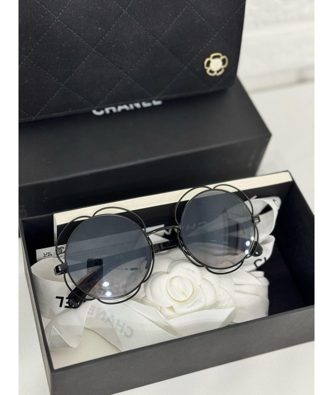 CHANEL Черные металлические солнцезащитные очки, фото 3