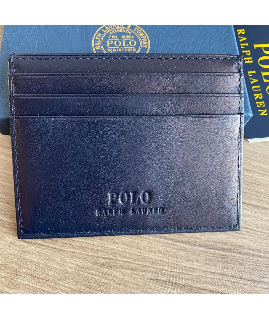 POLO RALPH LAUREN Синий кожаный кардхолдер, фото 3