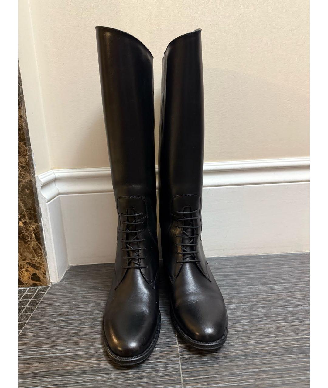 SAINT LAURENT Черные кожаные сапоги, фото 2