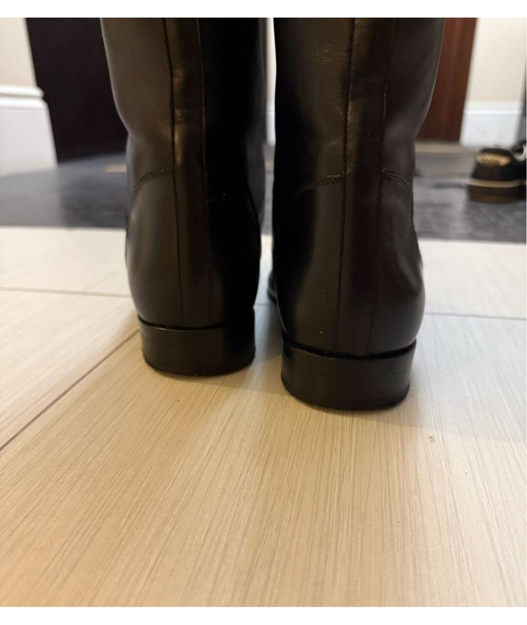 SAINT LAURENT Черные кожаные сапоги, фото 4