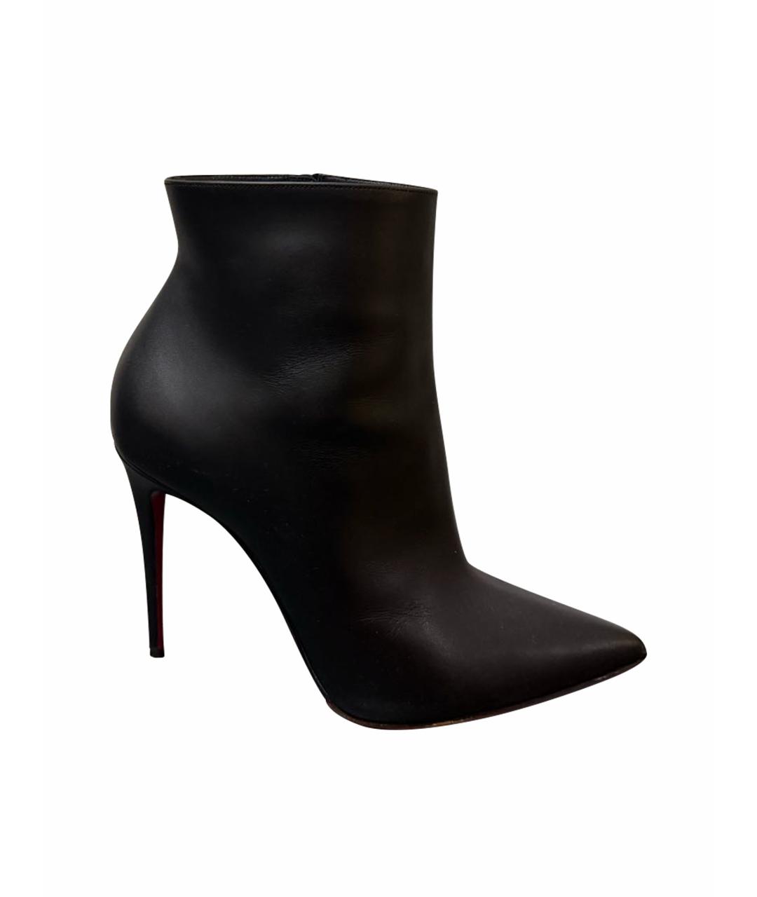 CHRISTIAN LOUBOUTIN Черные кожаные ботильоны, фото 1