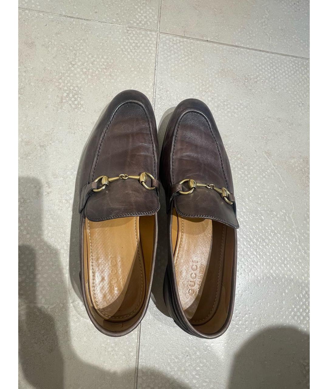 GUCCI Коричневые кожаные лоферы, фото 3