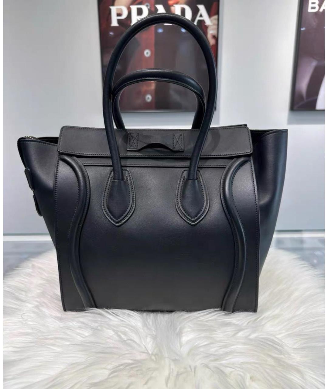 CELINE Черная кожаная сумка тоут, фото 3