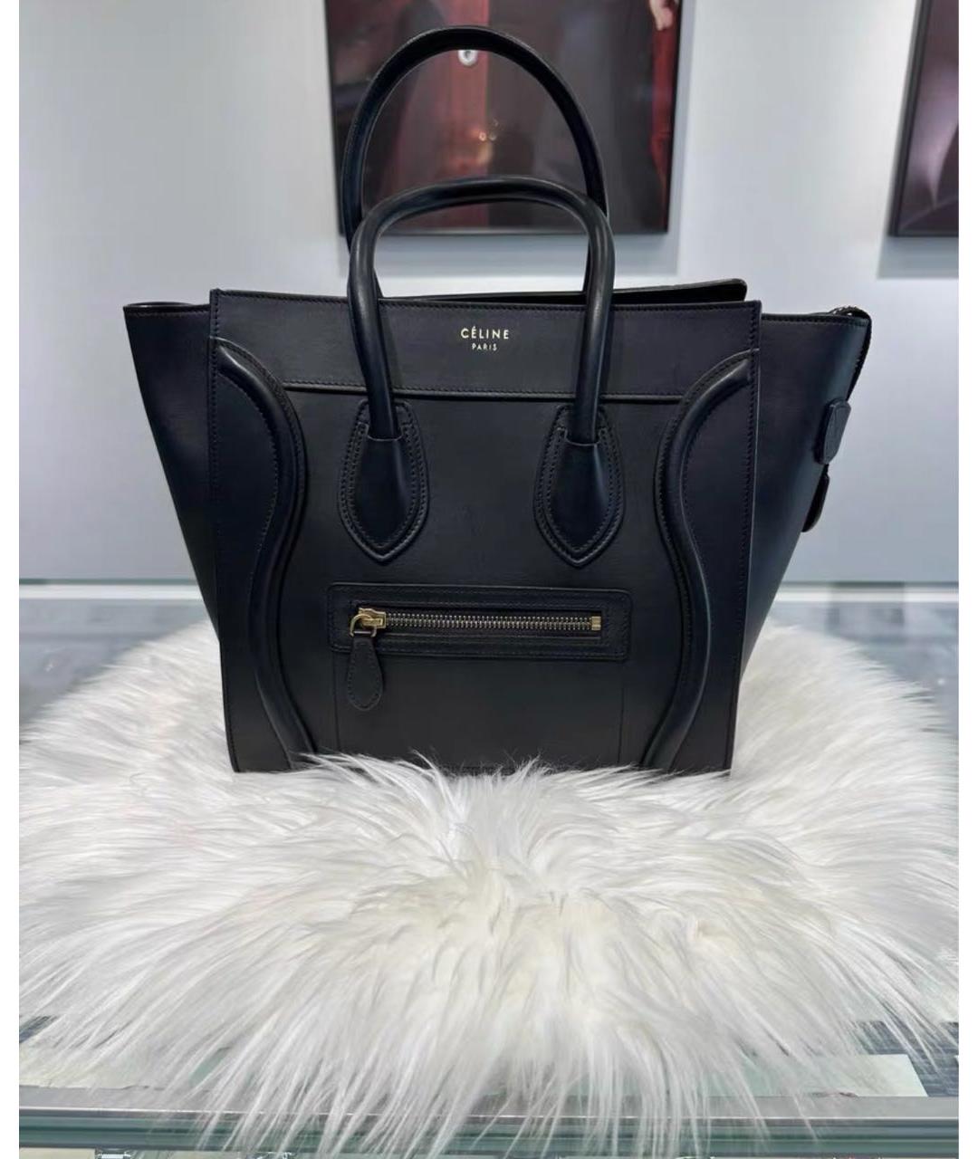 CELINE Черная кожаная сумка тоут, фото 2