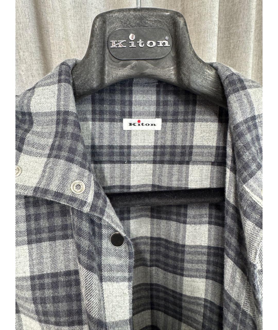 KITON Антрацитовая хлопковая рубашка, фото 3