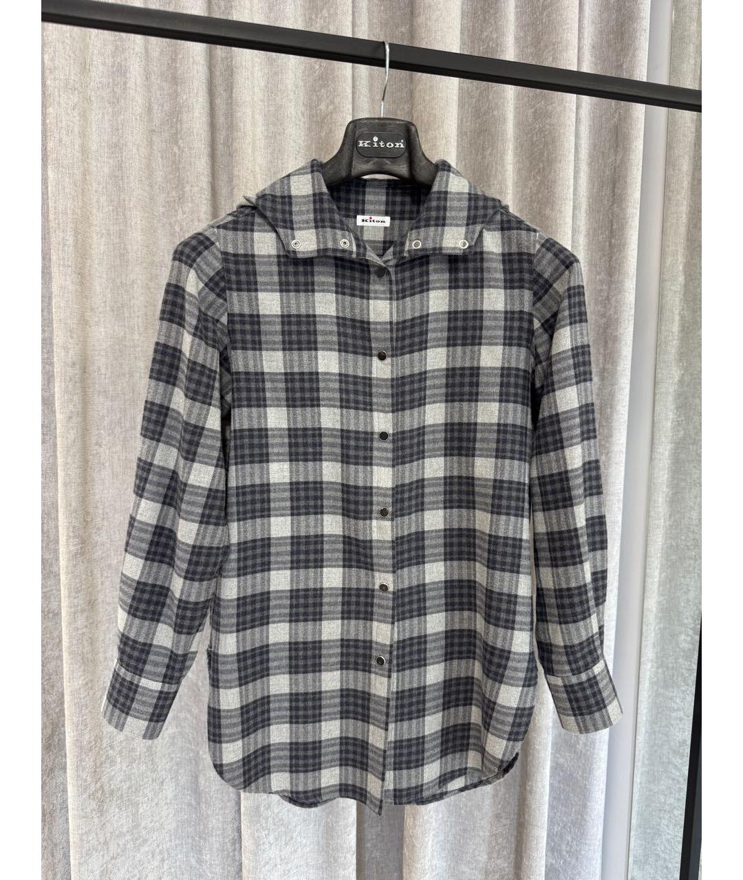 KITON Антрацитовая хлопковая рубашка, фото 5