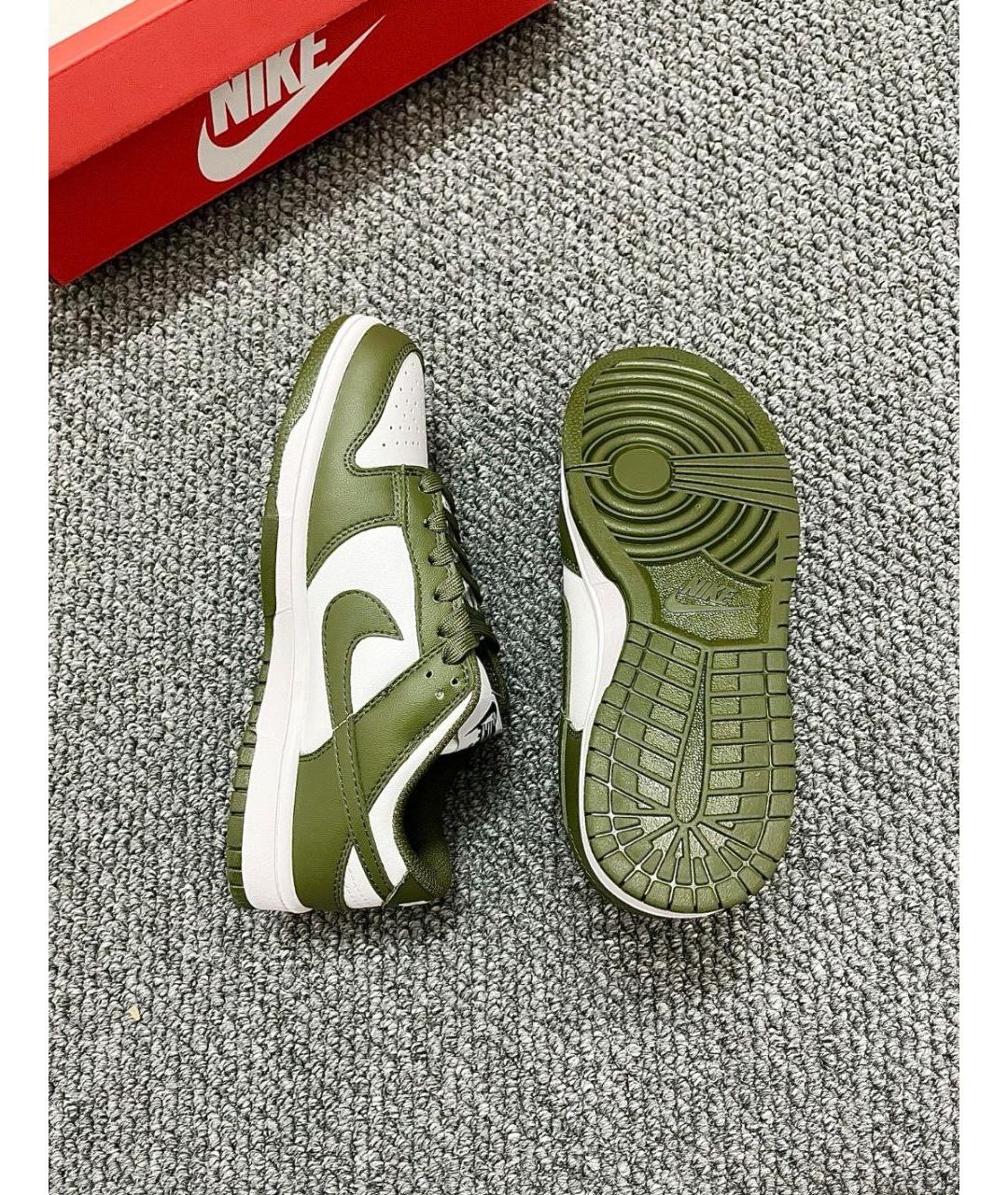 NIKE Зеленые кожаные кроссовки, фото 5