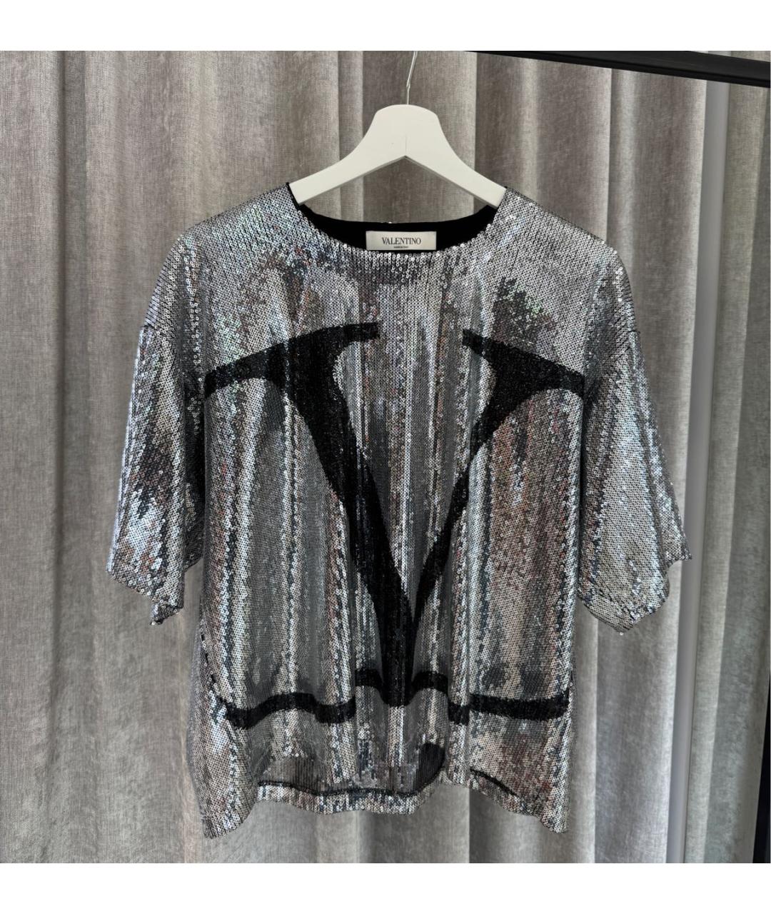 VALENTINO Антрацитовая синтетическая блузы, фото 5