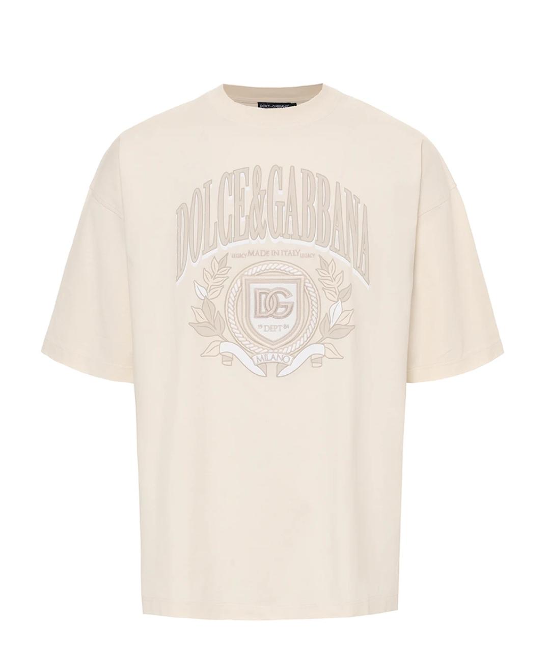 DOLCE&GABBANA Бежевая хлопковая футболка, фото 1