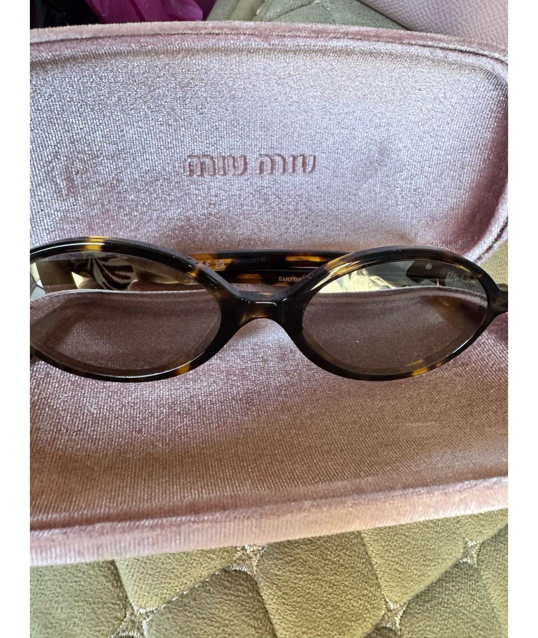 MIU MIU Коричневые пластиковые солнцезащитные очки, фото 3