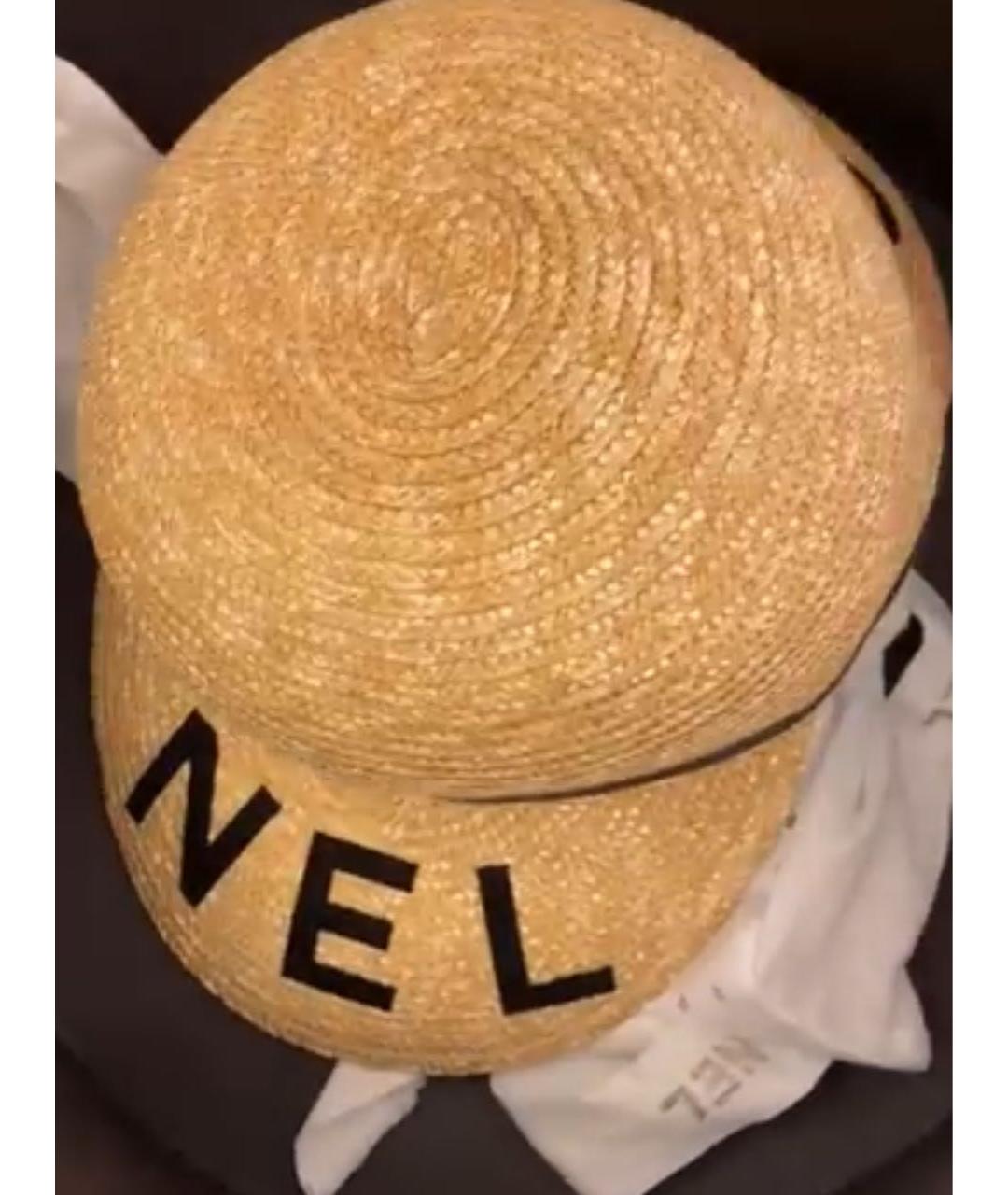 CHANEL Желтая соломенная панама, фото 7