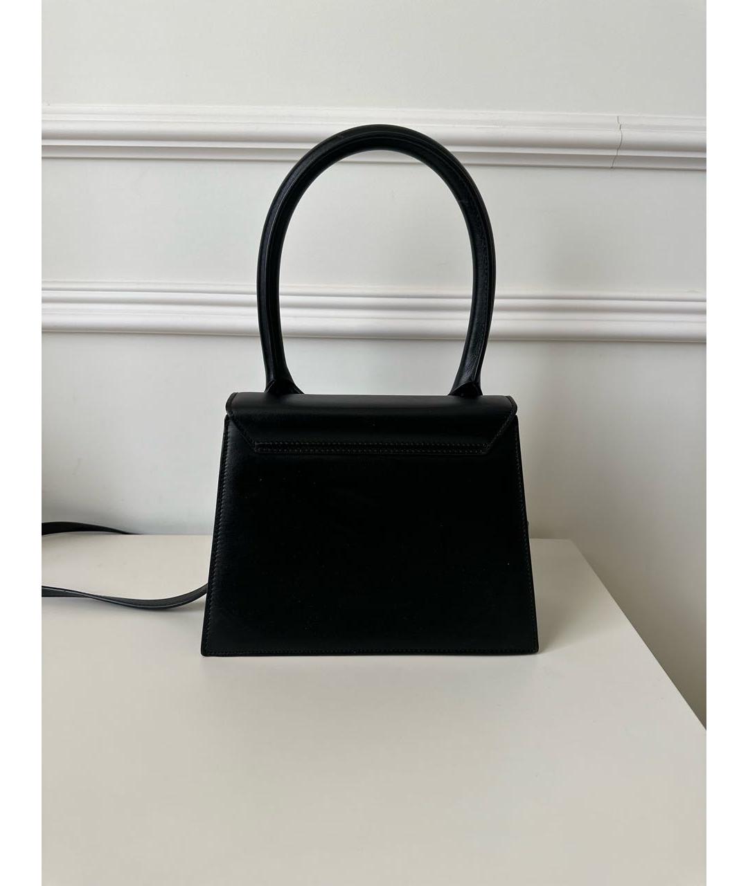 JACQUEMUS Черная кожаная сумка с короткими ручками, фото 3