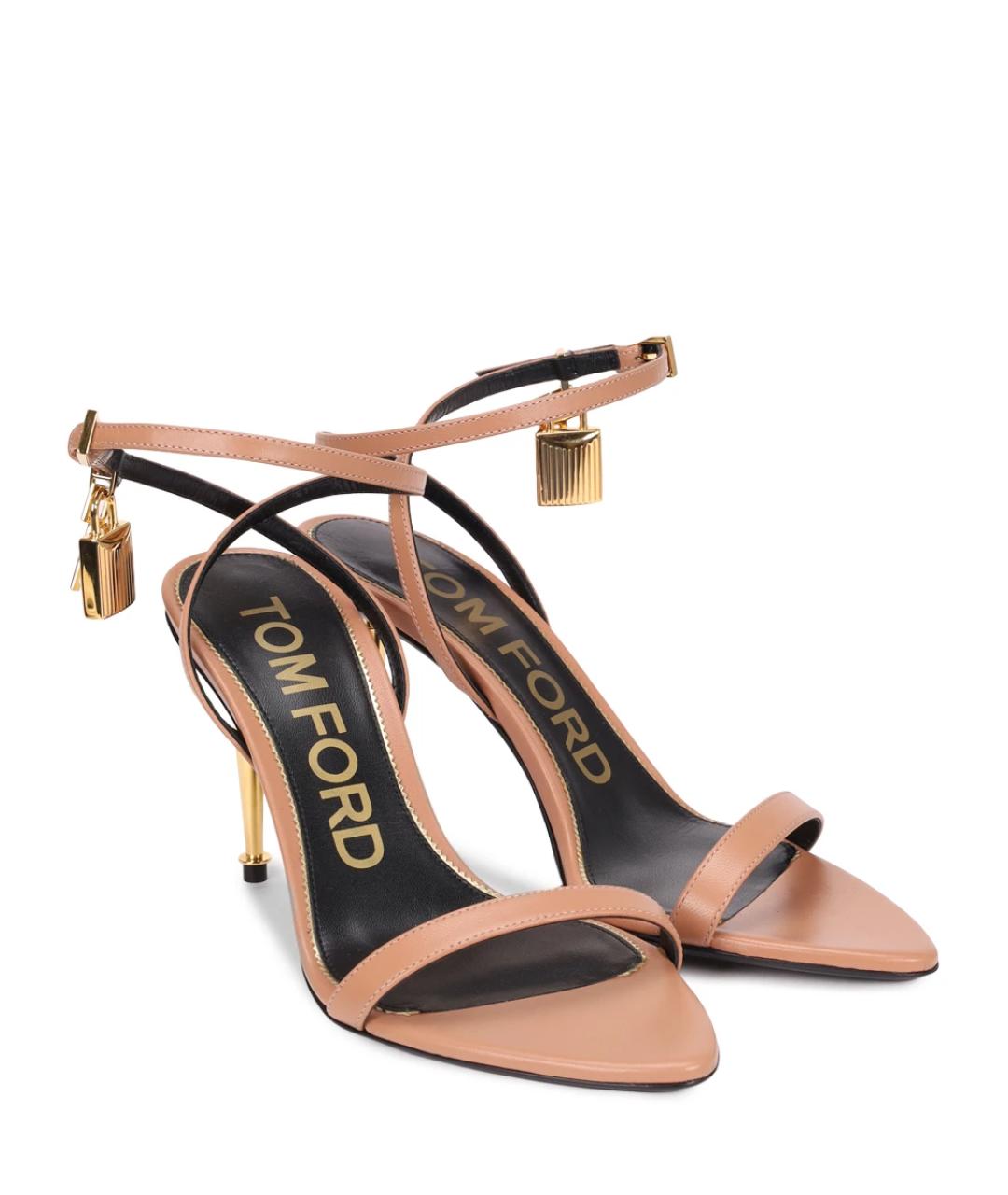TOM FORD Бежевые кожаные босоножки, фото 2