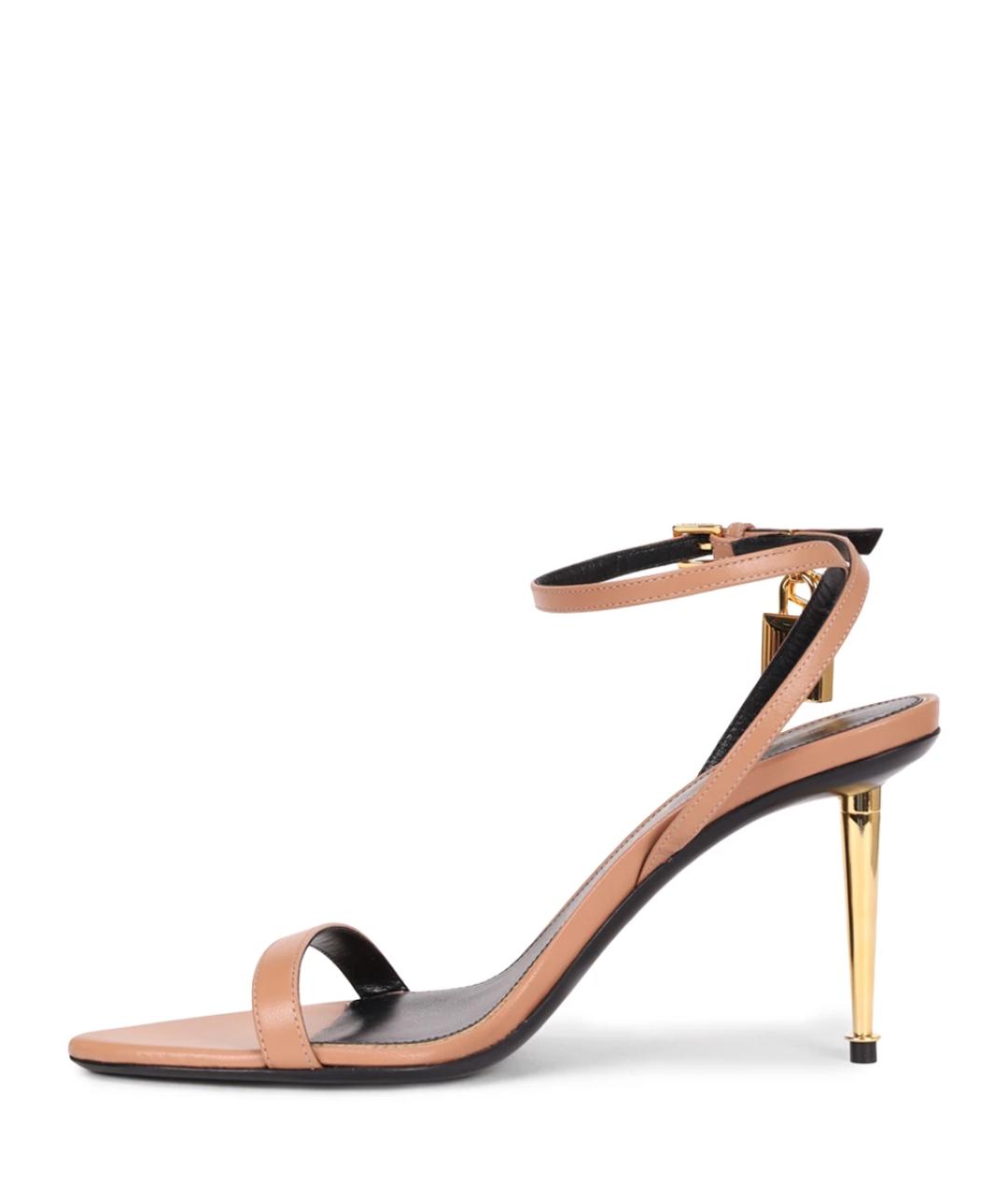 TOM FORD Бежевые кожаные босоножки, фото 5