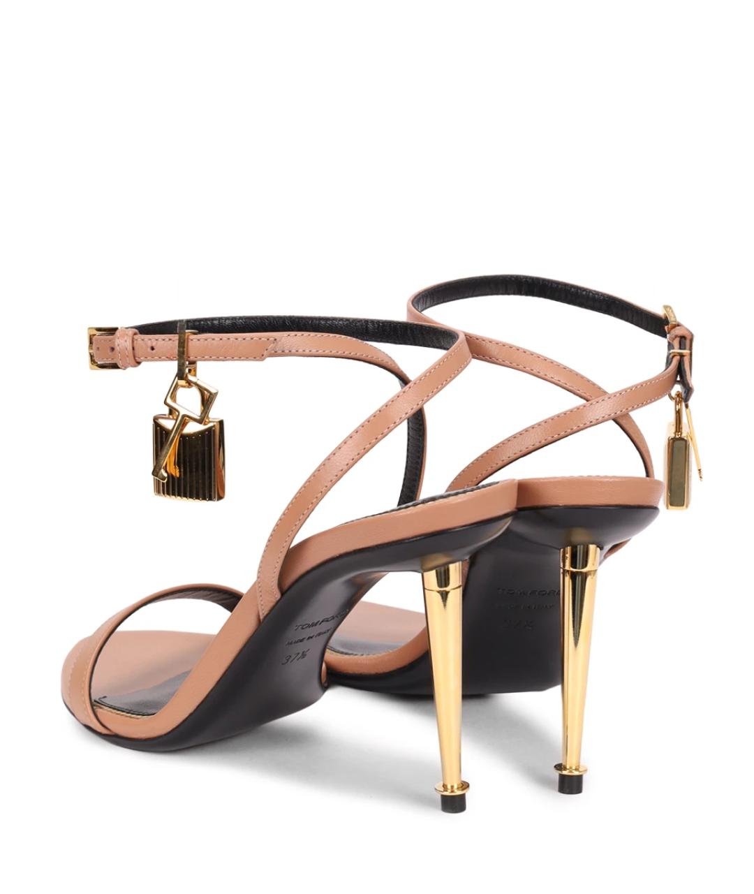 TOM FORD Бежевые кожаные босоножки, фото 3