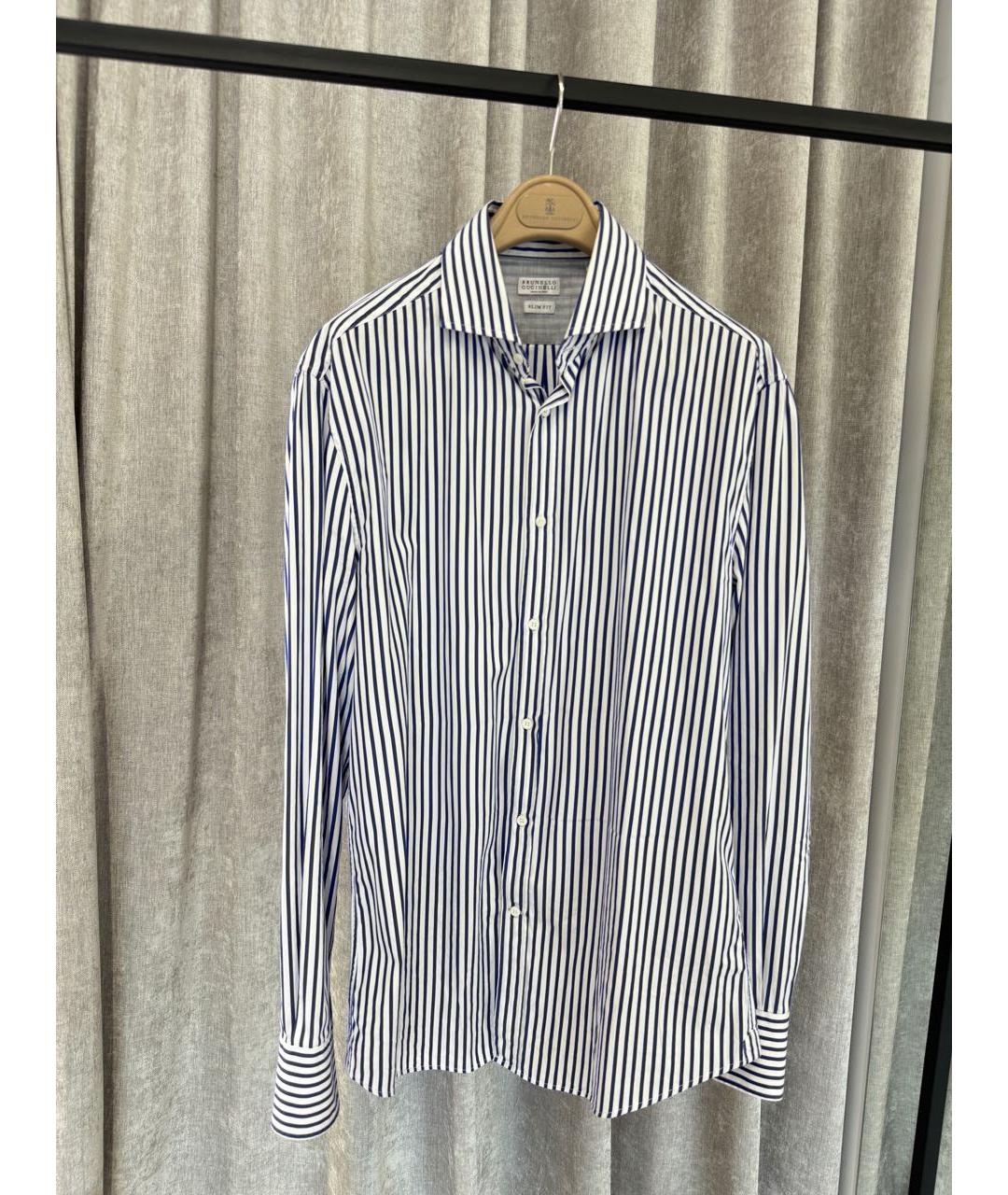BRUNELLO CUCINELLI Синяя хлопковая классическая рубашка, фото 7