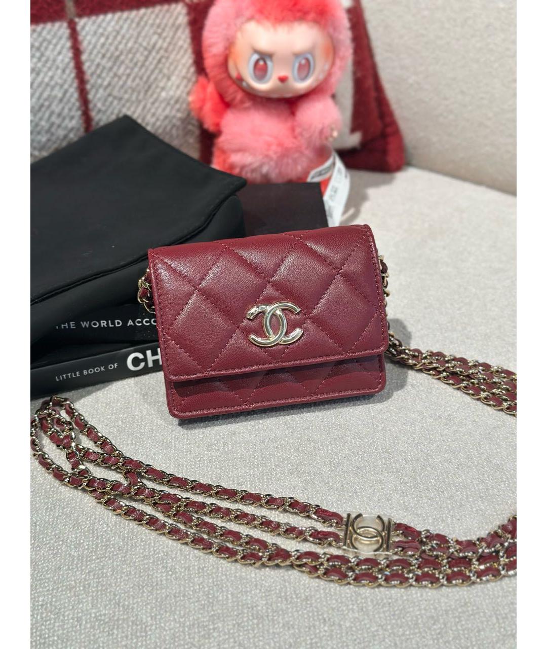CHANEL Бордовый кожаный кардхолдер, фото 8