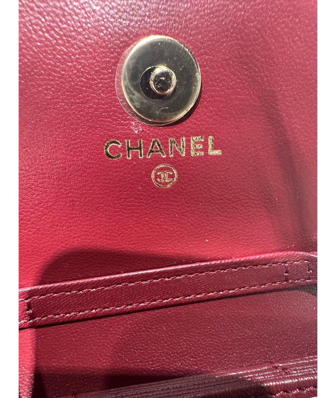 CHANEL Бордовый кожаный кардхолдер, фото 7