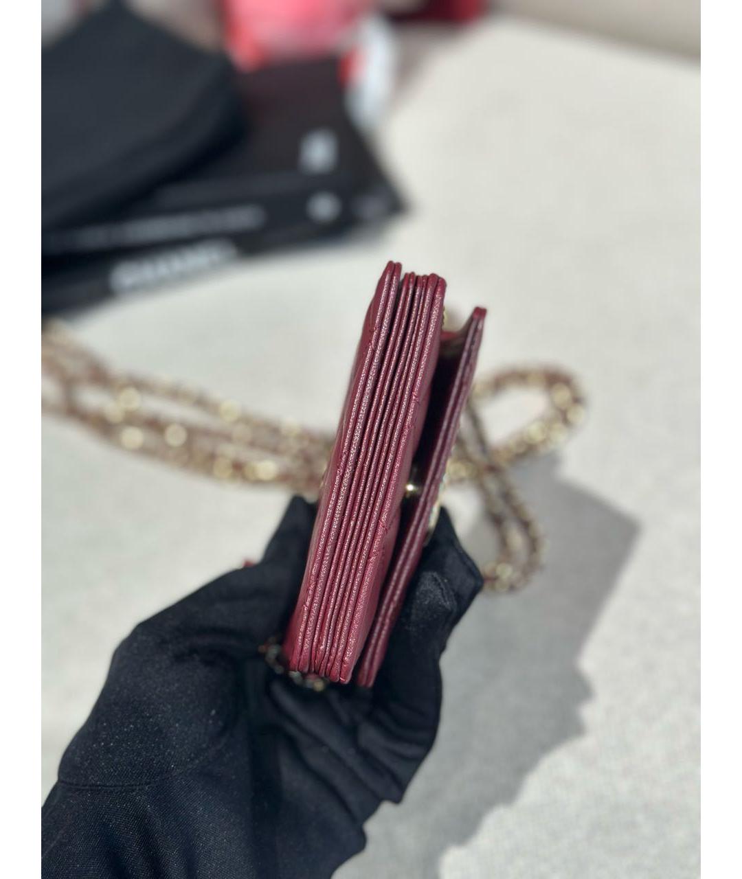 CHANEL Бордовый кожаный кардхолдер, фото 5