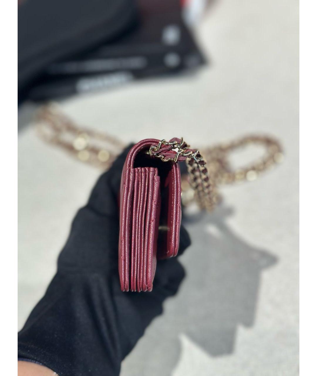 CHANEL Бордовый кожаный кардхолдер, фото 3