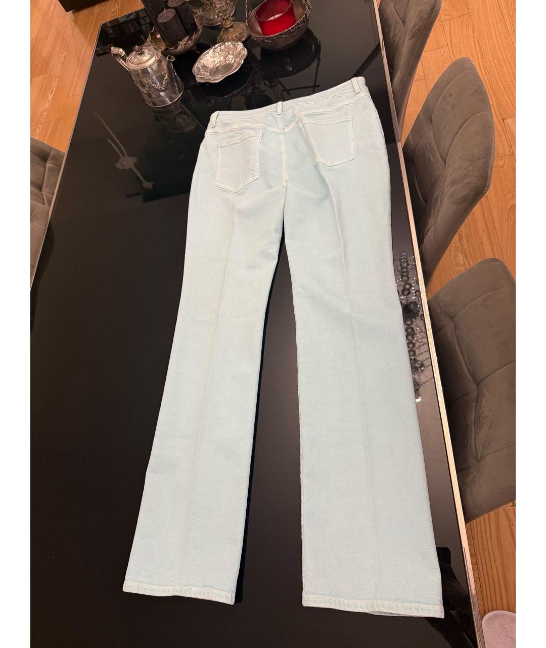 SPORTMAX Бирюзовые хлопко-полиэстеровые прямые джинсы, фото 2