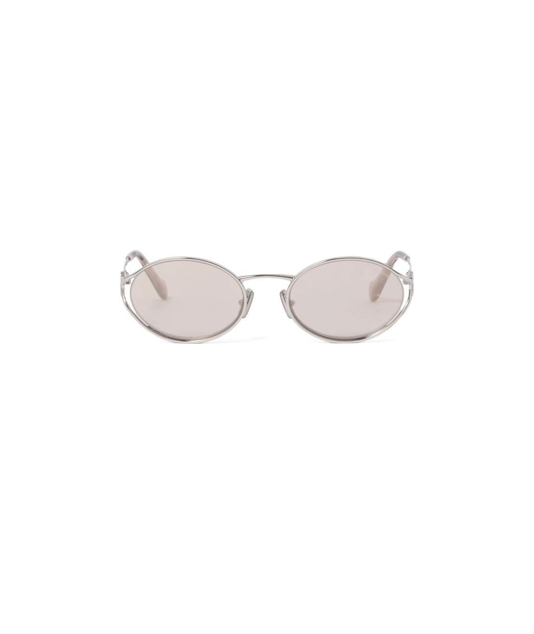 MIU MIU Серебряные металлические солнцезащитные очки, фото 5