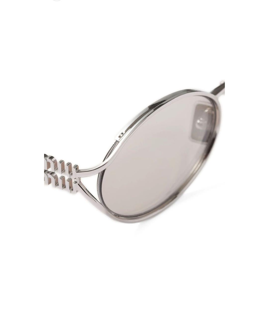 MIU MIU Серебряные металлические солнцезащитные очки, фото 3