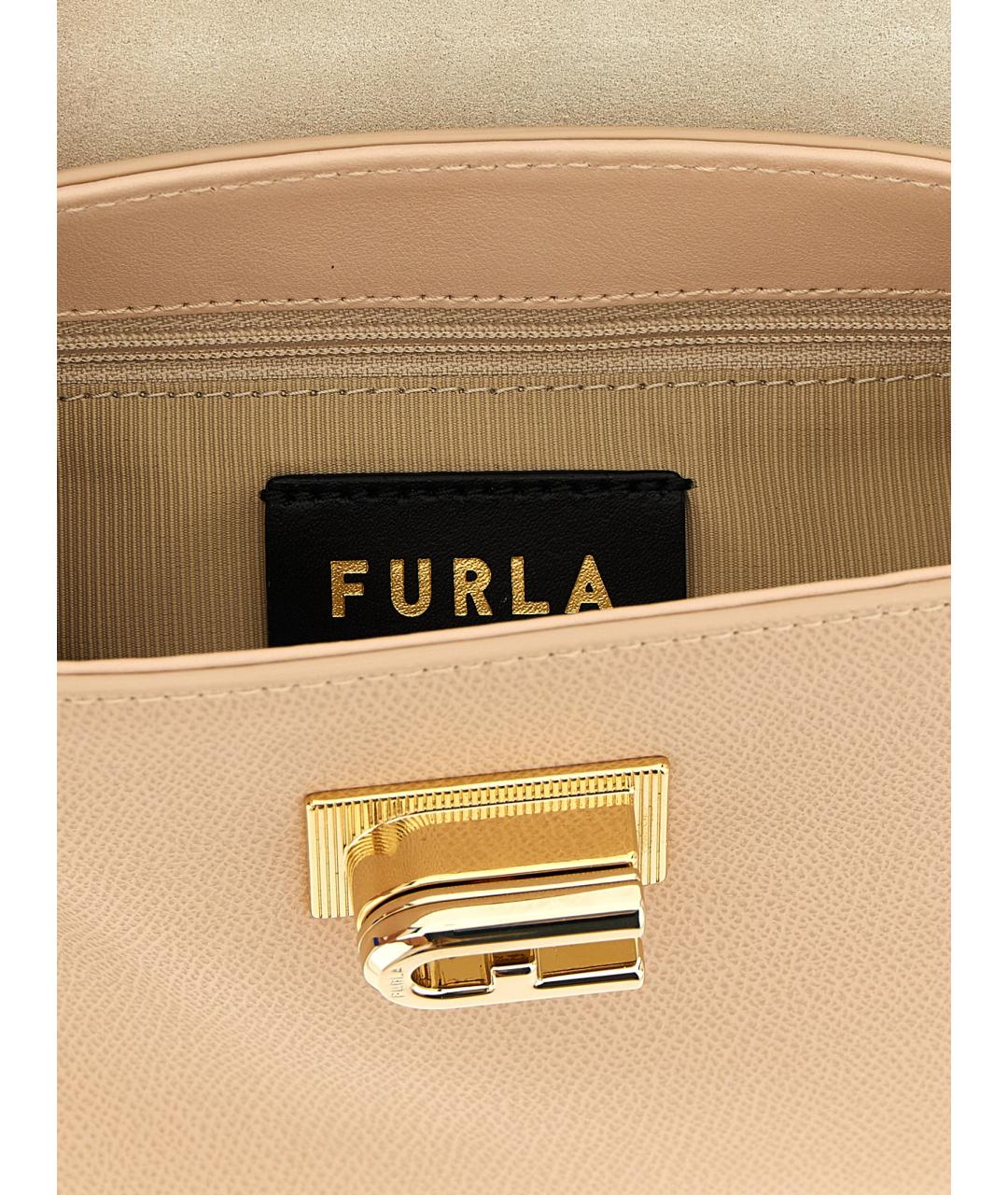 FURLA Розовая кожаная сумка с короткими ручками, фото 4