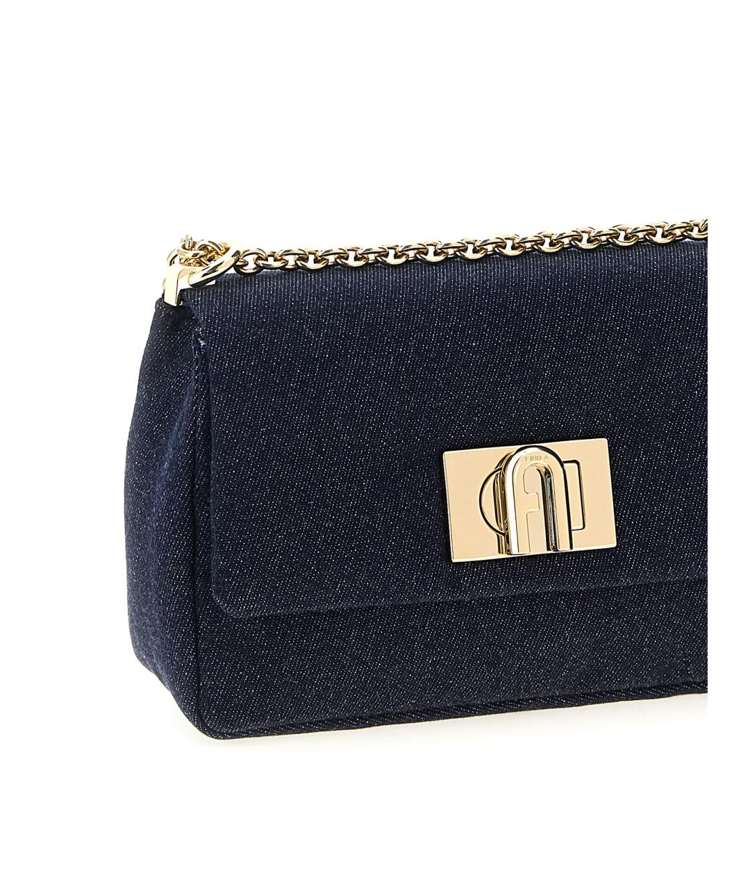 FURLA Темно-синяя хлопковая сумка через плечо, фото 3