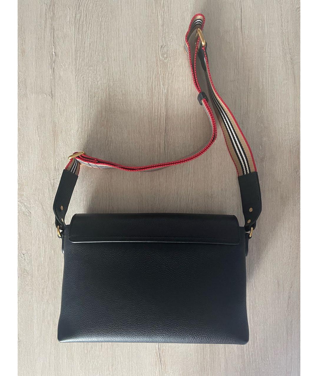 BURBERRY Черная кожаная сумка через плечо, фото 2