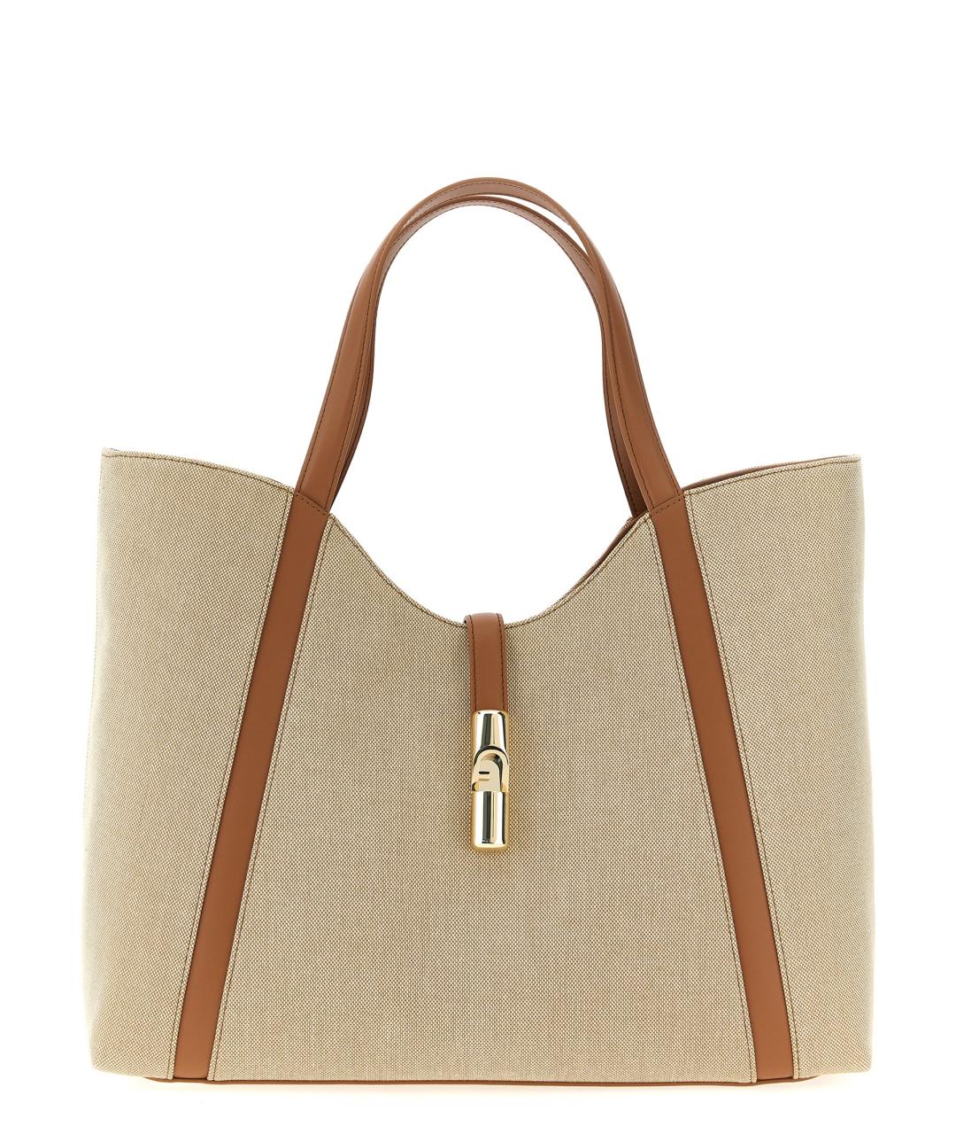 FURLA Бежевая хлопковая сумка тоут, фото 1