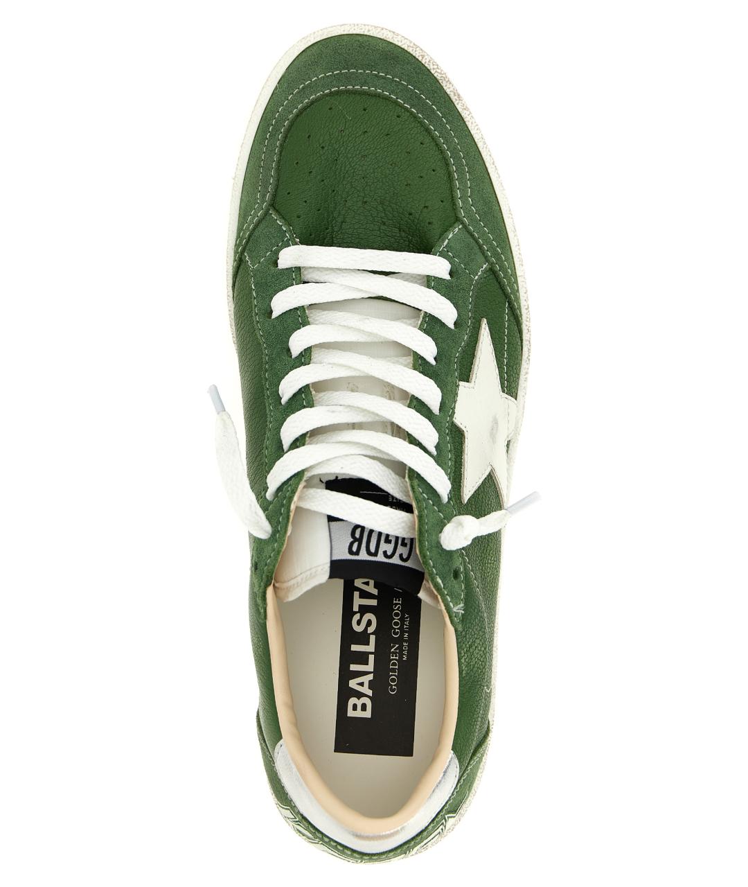 GOLDEN GOOSE DELUXE BRAND Зеленые кожаные низкие кроссовки / кеды, фото 5