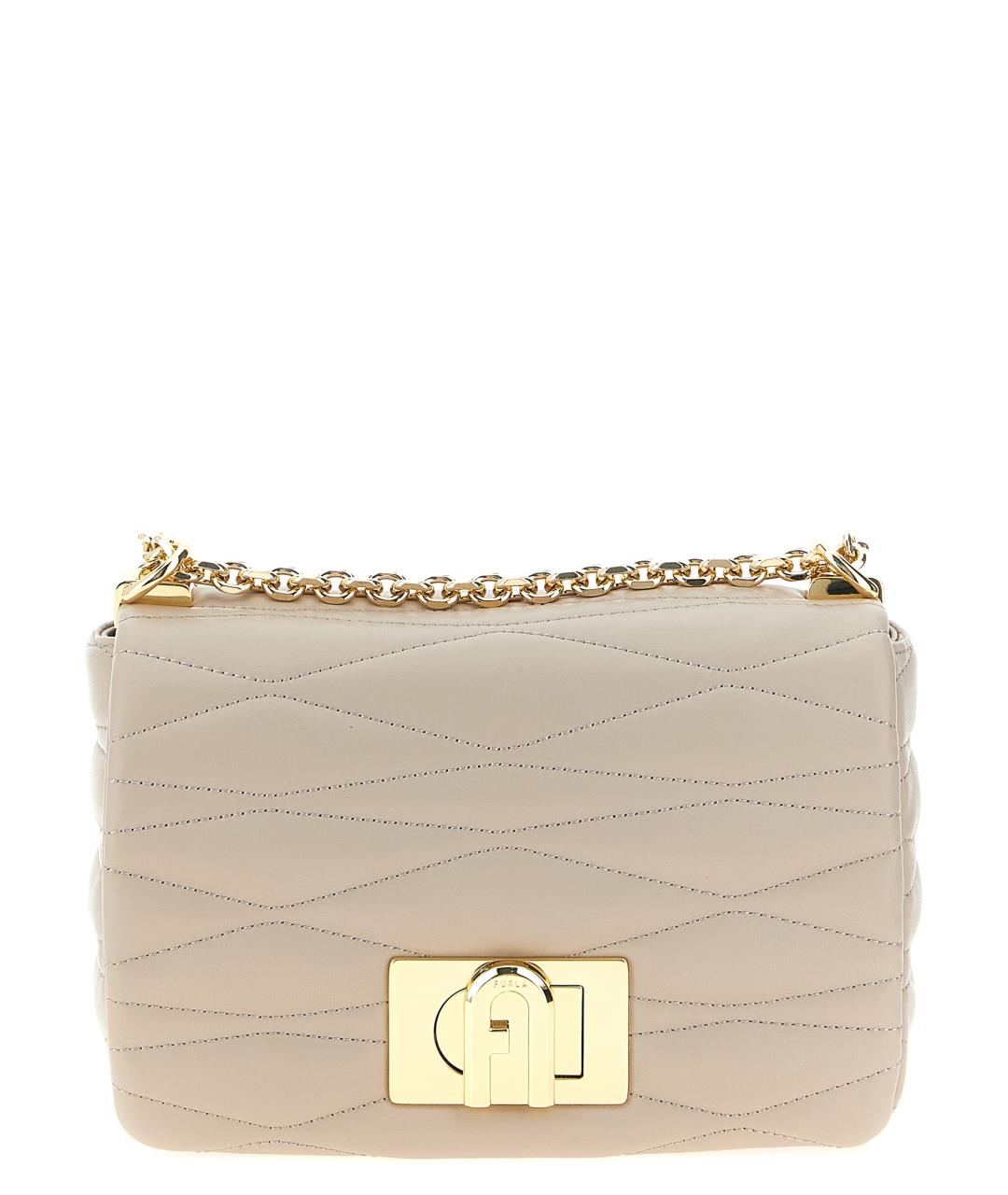 FURLA Бежевая кожаная сумка через плечо, фото 1