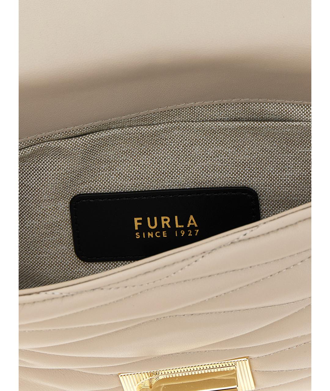 FURLA Бежевая кожаная сумка через плечо, фото 4