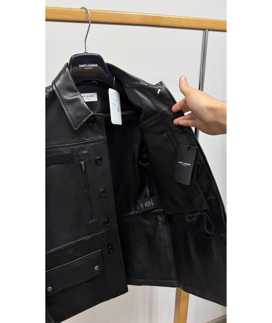 SAINT LAURENT Черная куртка из экзотической кожи, фото 4