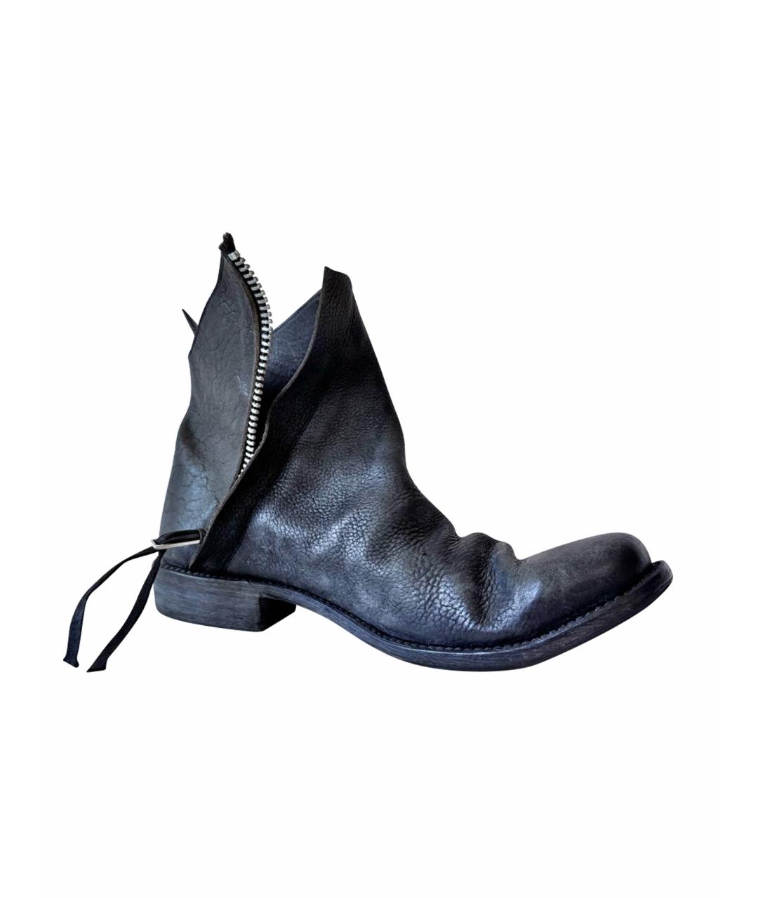 11 BY BORIS BIDJAN SABERI Черные кожаные высокие ботинки, фото 1
