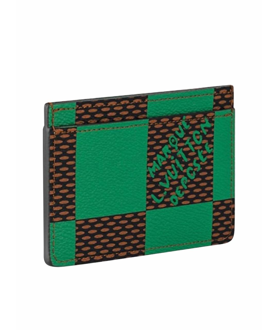 LOUIS VUITTON Зеленый кожаный кардхолдер, фото 1