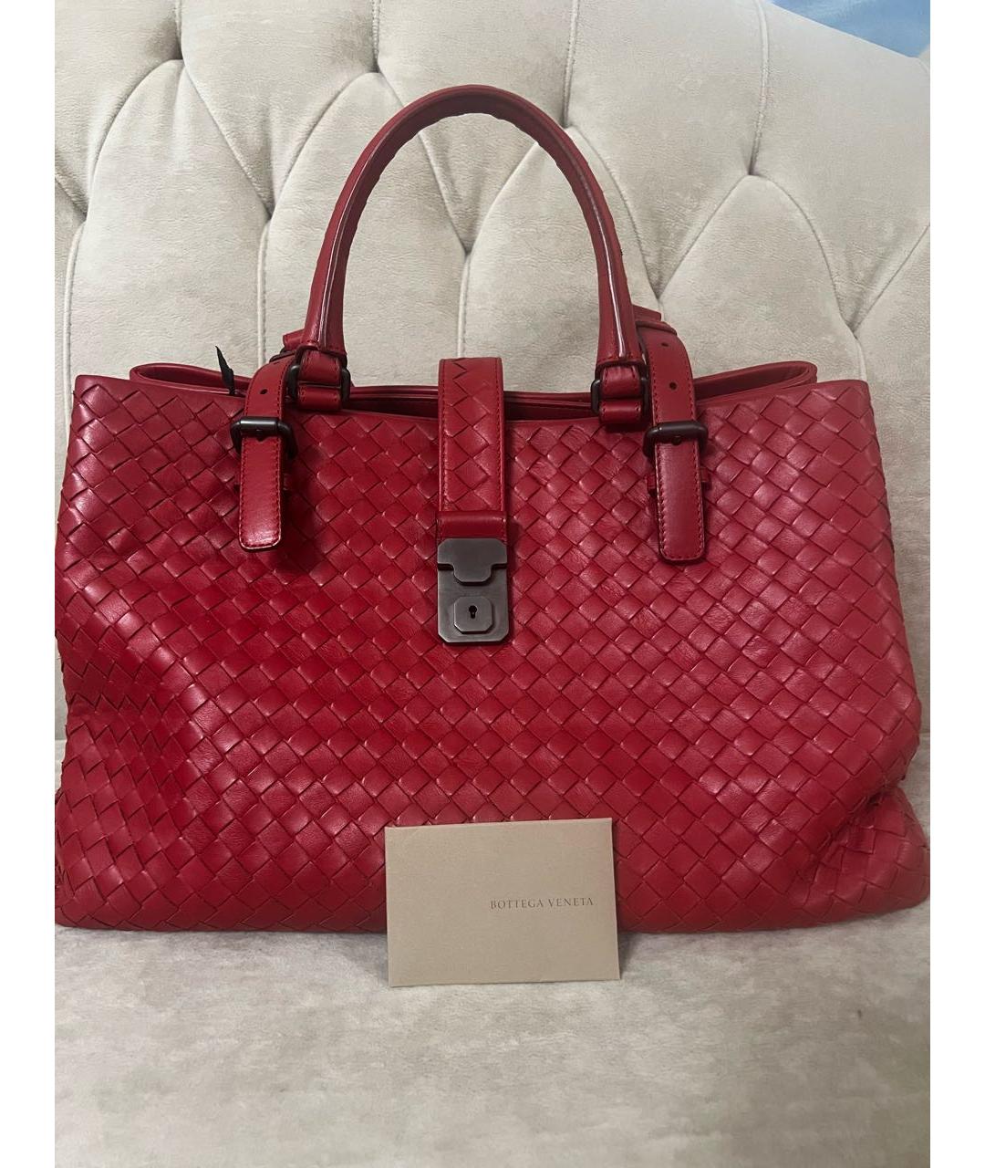 BOTTEGA VENETA Красная кожаная сумка тоут, фото 5