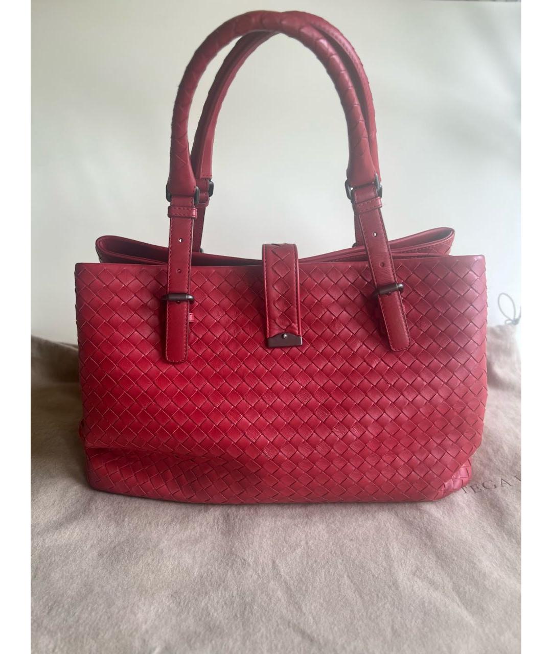 BOTTEGA VENETA Красная кожаная сумка тоут, фото 2