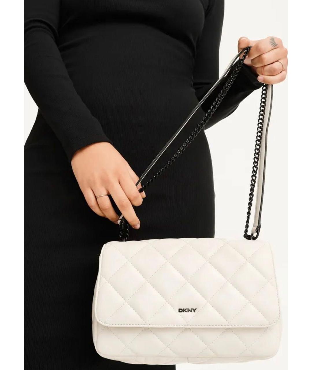 DKNY Белая кожаная сумка через плечо, фото 4