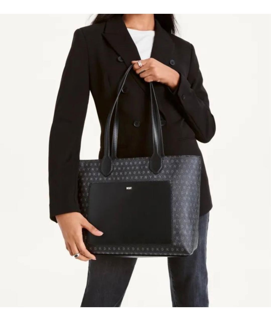 DKNY Антрацитовая тканевая сумка тоут, фото 4