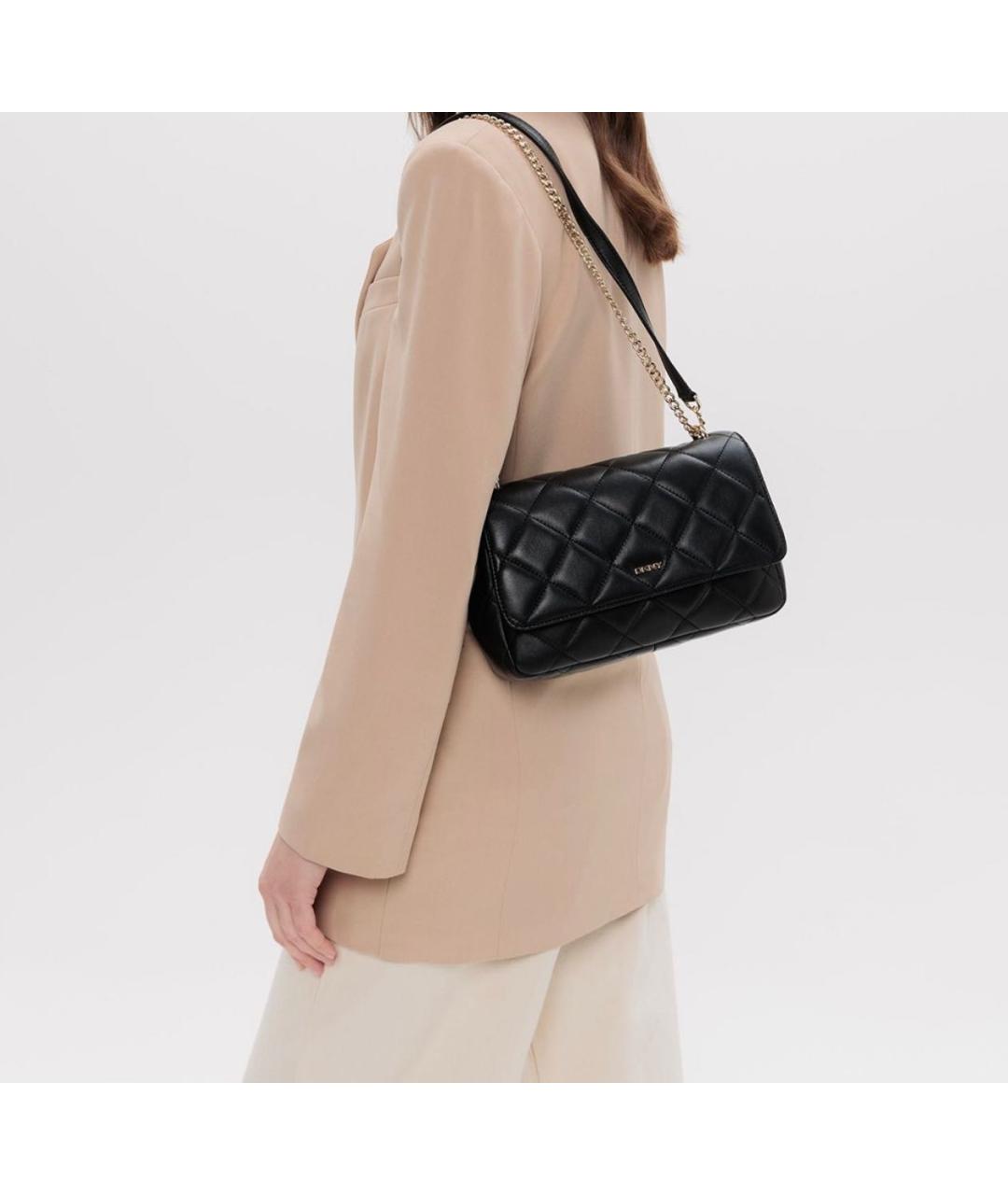 DKNY Черная кожаная сумка через плечо, фото 5