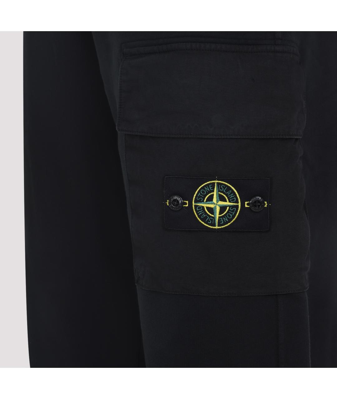STONE ISLAND Черные хлопковые повседневные брюки, фото 2