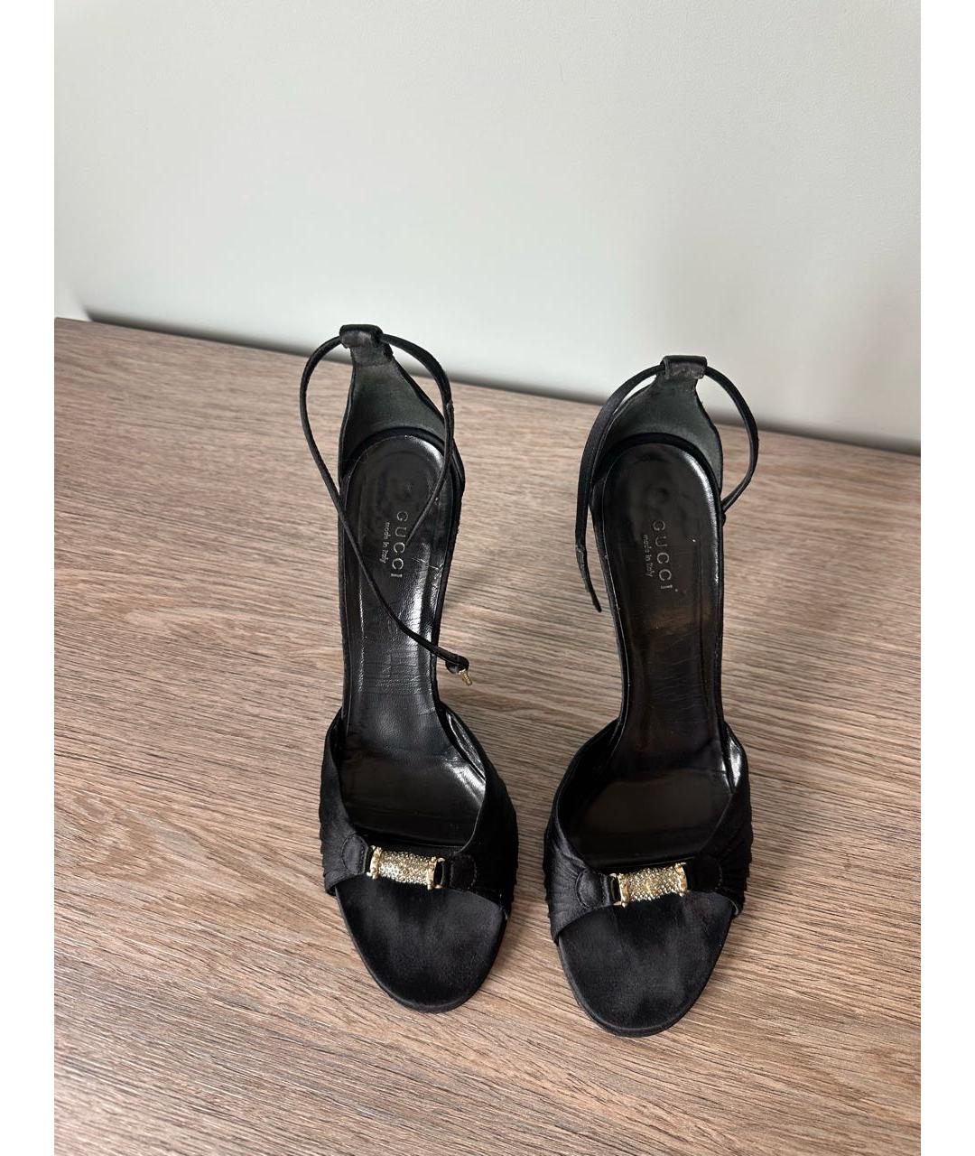 GUCCI Черные текстильные босоножки, фото 5