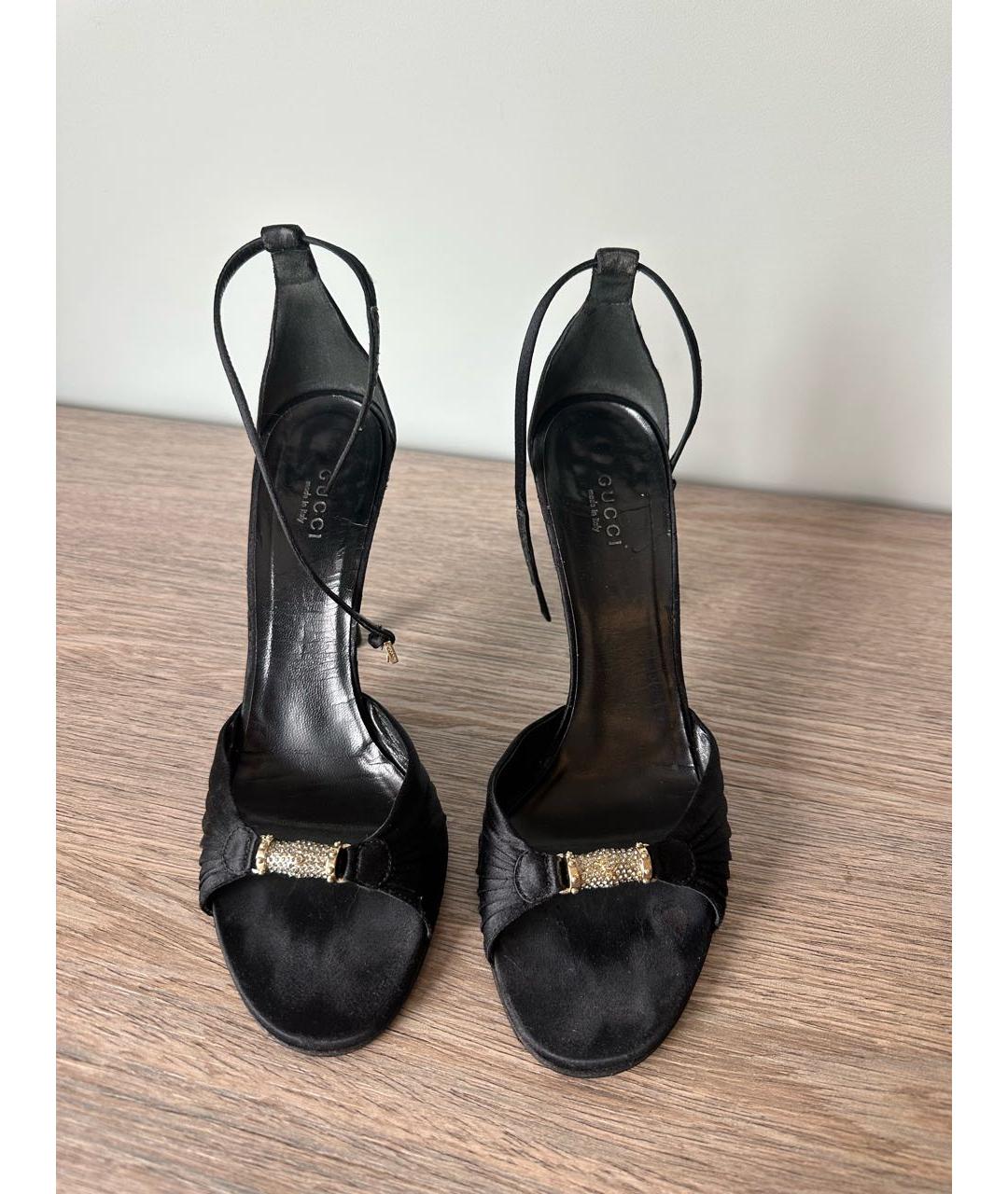 GUCCI Черные текстильные босоножки, фото 2