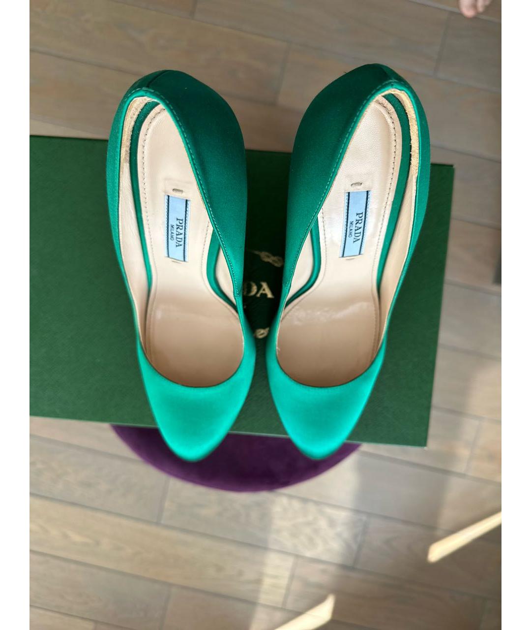 PRADA Зеленые текстильные туфли, фото 3
