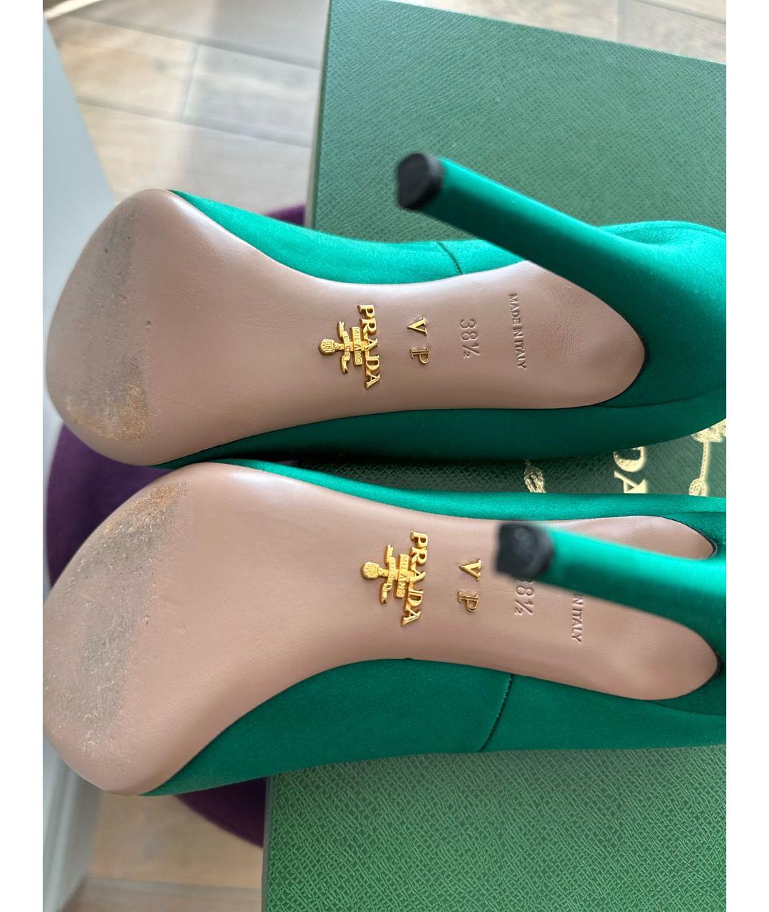 PRADA Зеленые текстильные туфли, фото 6