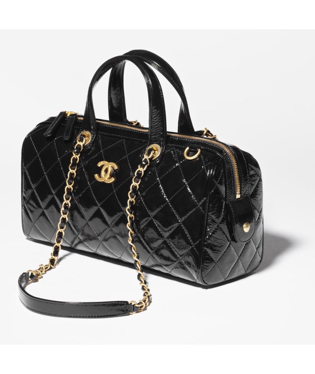 CHANEL Черная кожаная сумка с короткими ручками, фото 2